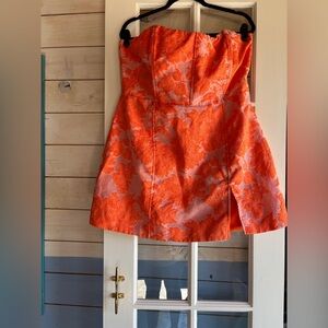 Showpo Brailey Orange Jacquard Mini Dress